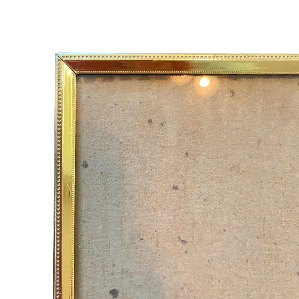 Picture photo easel frame vtg brass filigree floral art nouveau gold ornate 5x7